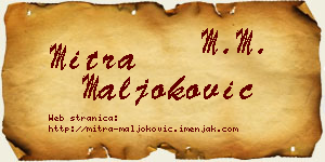 Mitra Maljoković vizit kartica